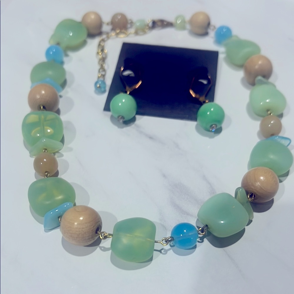 New Spring Mix Beaded Necklace & Earrings Set
